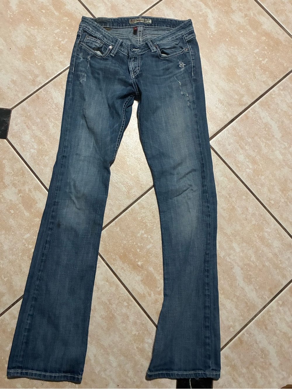 BKE Women's Distressed Blue Bootcut Jeans
